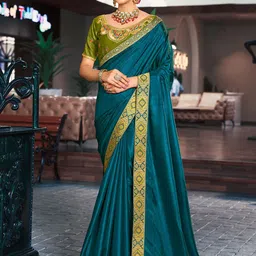 KALINI Zari Woven Design Solid Saree with Matching Blouse image 1