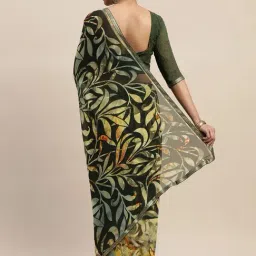 Ladusaa Multi Poly Chiffon Floral Saree with Bouse image 2