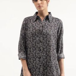 United Colors of Benetton Black & White Floral Print Shirt-picture-46