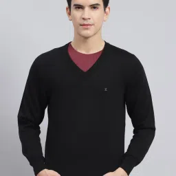 Monte Carlo Black Wool Blend Regular Fit Solid Pullover image 1