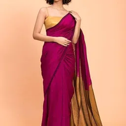 Saree star Colourblocked Taant Sarees With Blouse-picture-49