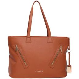 Caprese Lilith Tan Faux Leather Solid Tote Handbag-image-29