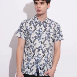 Being Human Blue Slim Fit Printed Shirt-image-80
