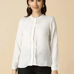 Allen Solly White Lace Work Formal Shirt-image-68