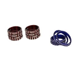 Somil Combo Glass Bangles For Women Combo Of 2 Set, Maroon, Blue-image-47