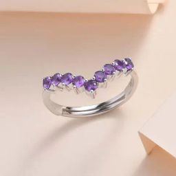 Ornate Jewels 925 Sterling Silver Amethyst Adjustable Chevron Ring for Women-image-69