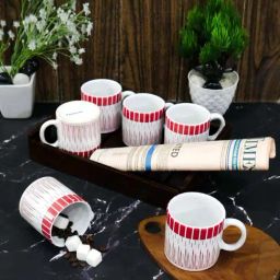 Femora Red Ceramic Handcrafted Tea Cups (0.18 L) - Set of 6-image-86