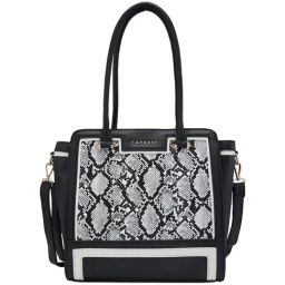 Caprese Ellis Black Faux Leather Animal Effect Tote Handbag-image-55