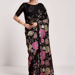 ODETTE Black Georgette Embellished Saree-picture-34