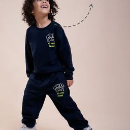 Hopscotch Boys Navy Blue Cotton Blend Printed Clothing Set-picture-27
