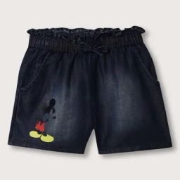Blue Giraffe Kids Blue Cotton Printed Mickey Shorts-image-49