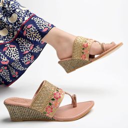 Shoetopia Girls Ethnic Embellished Wedges-image-57