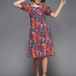 Miss Chase Multi Georgette Abstract Midi Dress-picture-30