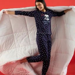Sweet Dreams Navy Cotton Print Full Sleeves Top and Pyjama-picture-17