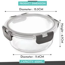 MAGNUS Solid Grey Borosilicate 620ml Round Container image 3