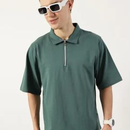 Thomas Scott Sea Green Relaxed Fit Solid Polo T-Shirt-image-67