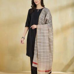 Fabindia Grey Striped Dupatta-23