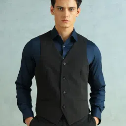Arrow Black Regular Fit Waistcoat-picture-47