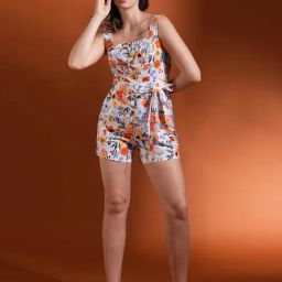 Globus White Floral Print Playsuit-picture-36
