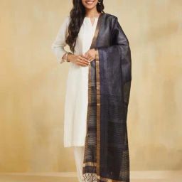 Fabindia Black Striped Dupatta-picture-22