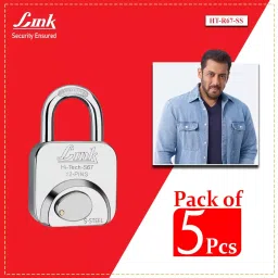 Link Hi-Tech 67 mm Stainless Steel Body Polished Finish 3 Keys Each 12 Pin Padlock (Pack of 5 Pcs) image 3