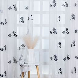 Parda Online White & Black Floral Sheer Door Curtain-image-92