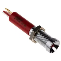 RS PRO Red Panel Mount Indicator 24V DC, Mounting Hole Size 6 mm, Termination Type Solder Tab, Model No 205016-44