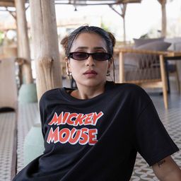 BonOrganik Mickey Mouse Printed Drop-Shoulder Sleeves Cotton Oversize T-shirt-picture-41