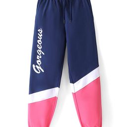 Pine Kids 100% Cotton Terry Knit Full Length Cut & Sew Jogger Text Print - Navy Peony-image-45