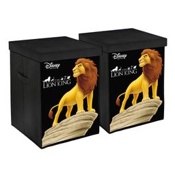 Kuber Industries Loin King Print Non-Woven Laundry Basket, Clothes Hamper For Laundry Closet, Bedroom, Bathroom With Lid & Handles Pack of 2 - Black-24