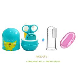 Joy Buzz Baby 4 in 1 Grooming Manicure & Pedicure Nail Essential Kit with Baby Silicone Soft Bristles Finger Brush for Oral Dental Care - Multicolour-picture-24