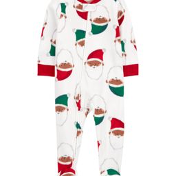 Carter's Knit Full Sleeves Sleep Suit With Santa Claus Print - White-picture-10