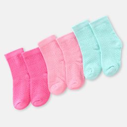 Doodle Poodle Cotton Knit Ankle Length Designed Socks Pack of 3 - Pink & Blue-image-5