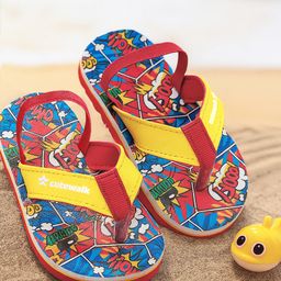 Cute Walk by Babyhug Slip on Flip Flops withComic Print - Red,blue and Yellow-picture-17