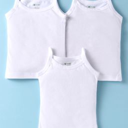 OHMS Single Jersey Knit Singlet Sleeves Solid Color Slips Pack of 3 - White-13