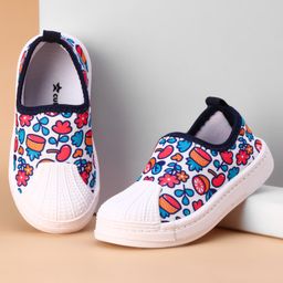 Cute Walk by Babyhug Slip OnCasual Shoes with Floral Print - White Blue & Red-image-39