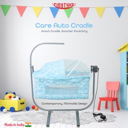 TinyTyke Care Automatic Cradle | Modern Electric Swing | Baby Friendly Square Hammock | Mosquito Net | Mattress | With Warranty | Blue-16