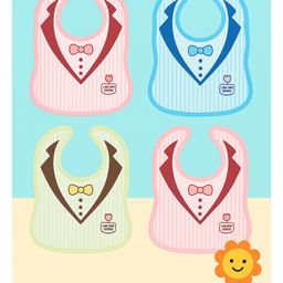 KIDS BASIC Baby Tie Printed Button Bibs - Blue & Pink (Pack of 4)-7