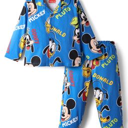 babyhug disney Babyhug Single Jersey Knit Full Sleeves Co-ords Night Suit With Mickey & Friends Print - Blue-picture-8