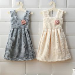 COZY VIBES Dress Shaped Pattern Super Absorbent Coral Velvet Household Hand Towel- PACK OF 1- COLOR MAY VARY-picture-14