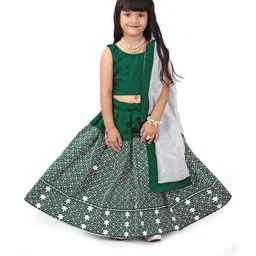 Shoryam Fashion Girls Green Raw Silk Lehenga Choli-picture-49
