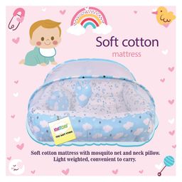 Kwitchy New Born Baby Bedding Set Luxury Mattress with Net & Sleeping Bag Combo (0-12 Months) Blue image 3