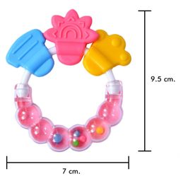 Sparkle Joy Silicone Combo Of Giraffe Shape & Rattle Handle Teethers - Multicolor image 3