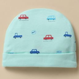 Simply Interlock Knit Cap Mittens & Booties With Vehicle Print Aqua - Diameter 12 cm image 3