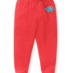 Babyhug Interlock Knit Striped Bootie Leggings with Dino Print Pack of 3 - Multicolour image 4