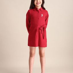 U.S. Polo Assn. Kids Girls Cotton Bishop Sleeve Shirt Mini Dress-picture-42