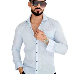 VORTEX Men Original Fit Textured Spread Collar Casual Shirt-picture-20