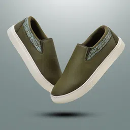 Woodland Men PU Round Toe Slip-On Sneakers-86