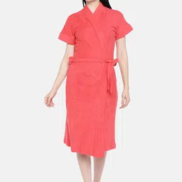 Sand Dune Women Red Solid Bath Robe-image-21