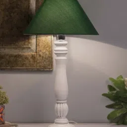 Homesake White Classic Victorian Wood Table Lamp with Green Shade (Bulb Included) - Set of 1-40
